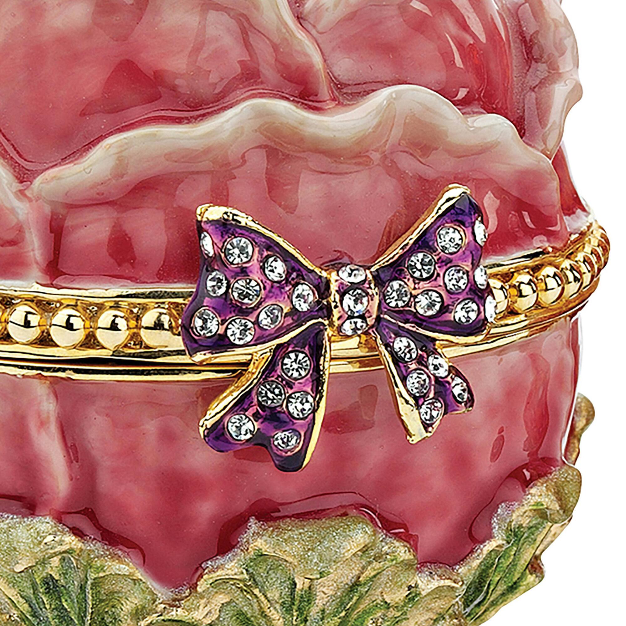 5.5" A Garden Rose Treasure Romanov Style Enameled Egg